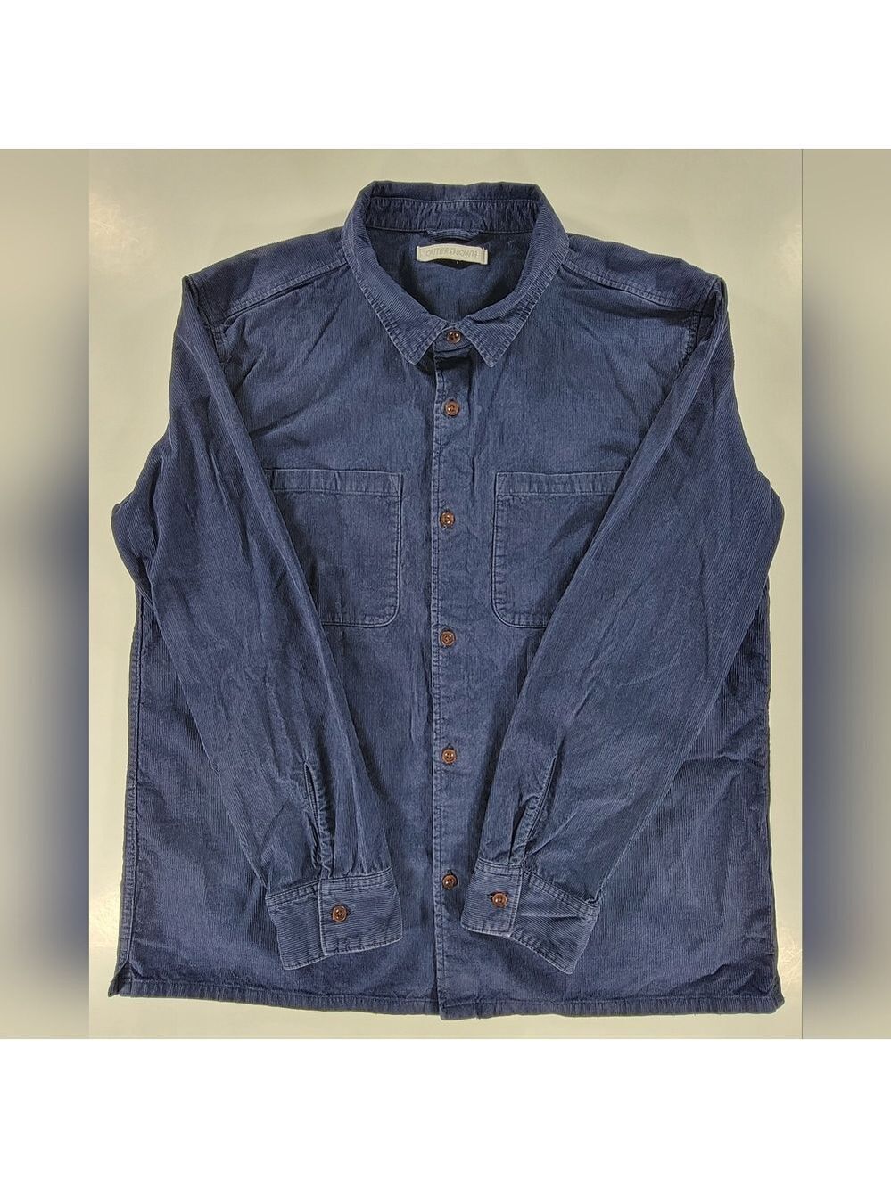 Outerknown Shirt Mens XL Extra Large Dark Blue Corduroy Button Up Organic Cotton - Picture 1 of 10